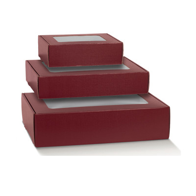 Scatola Fast con Finestra Fibra Bordeaux