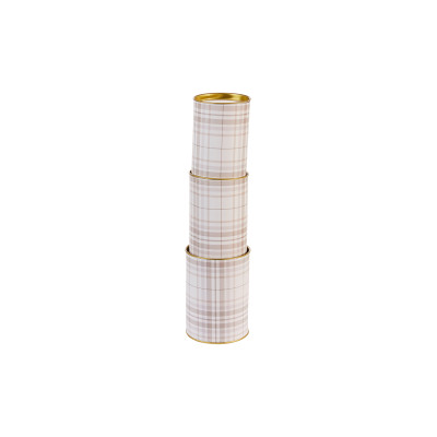 Scatola Scozzese Beige Tappo Metallo Oro