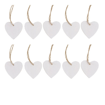 Cuore di legno sbiancato da appendere (10 pezzi)