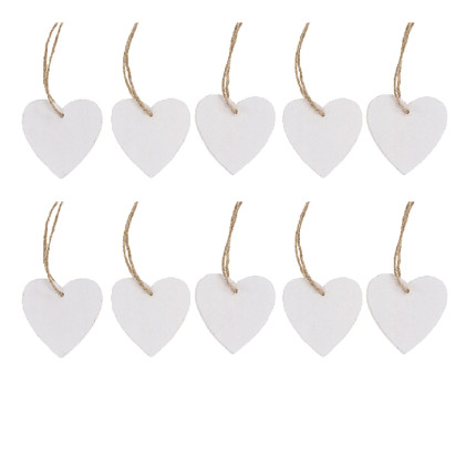 Cuore di legno sbiancato da appendere (10 pezzi)