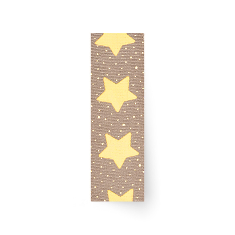 Nastro in tessuto con stampa stelle oro. Incartare