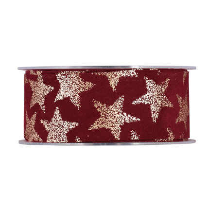 Nastro Velluto rosso con stampa Stelle