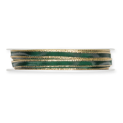 Nastro In Tessuto verde con Bordo Oro Animato