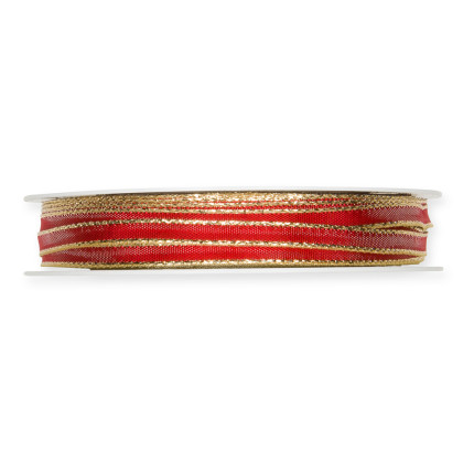Nastro In Tessuto rosso con Bordo Oro Animato