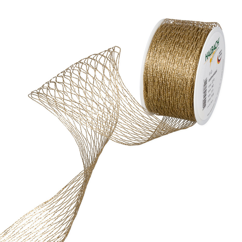 Nastro Rete Lurex Estensibile color oro