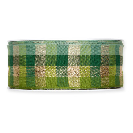 Nastro Tessuto Scozzese con Lurex Oro