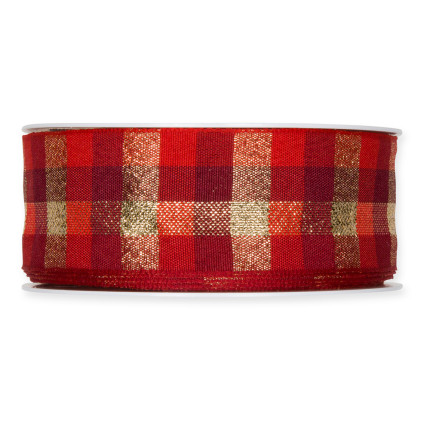 Nastro Tessuto Scozzese con Lurex Oro