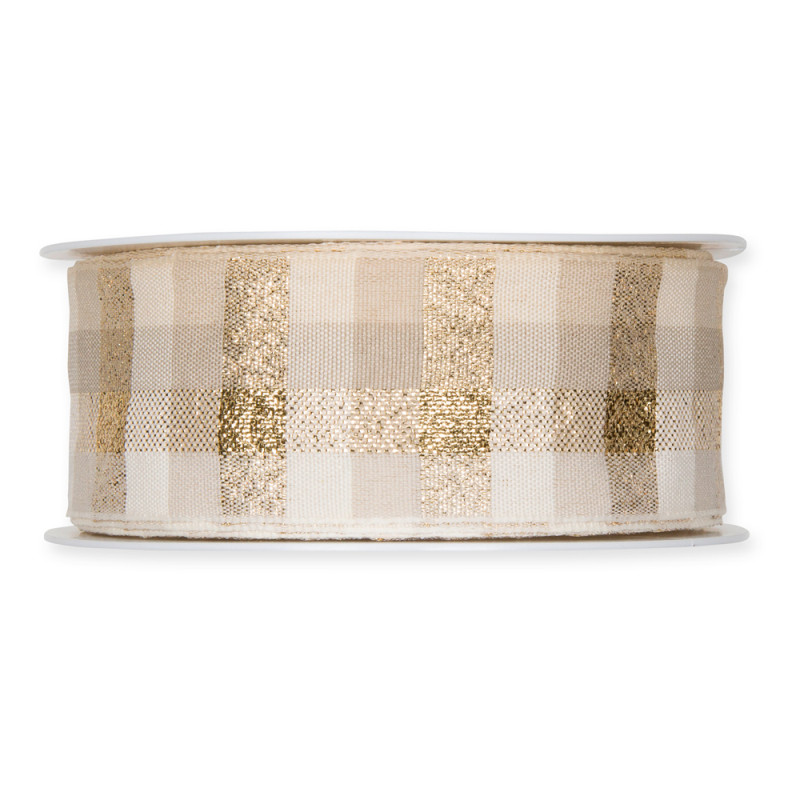 Nastro Tessuto Scozzese con Lurex Oro
