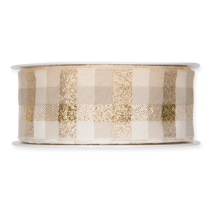 Nastro Tessuto Scozzese con Lurex Oro