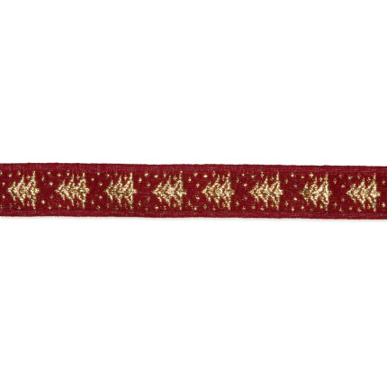 Nastro in tessuto rosso con stampa Abete Oro dettaglio