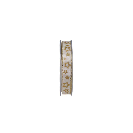 Nastro Tessuto bianco con Stelle Oro
