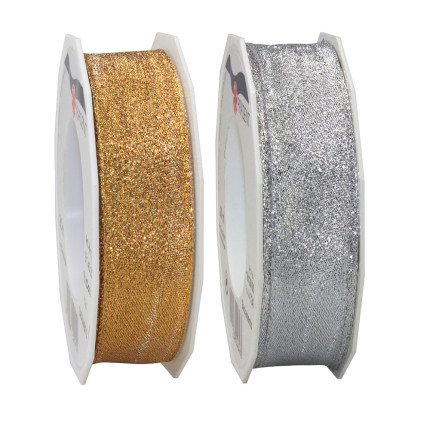 Nastro in tessuto glitter animato, disponibile in due colori e in due altezze