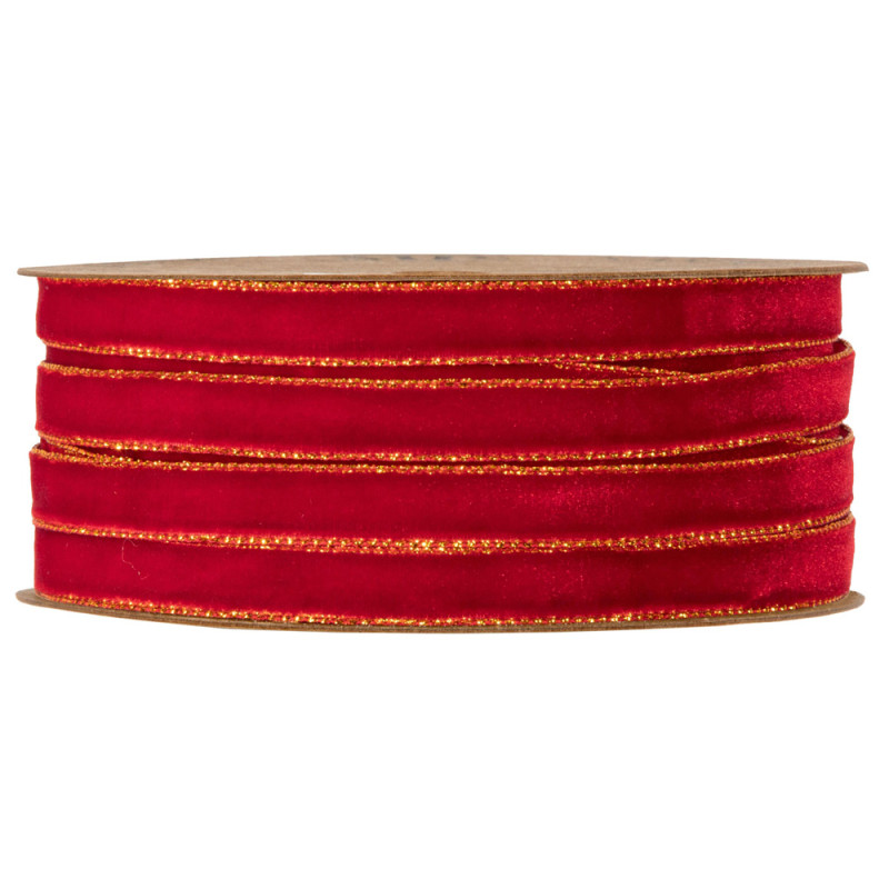 Nastro in velluto rosso con bordo in oro