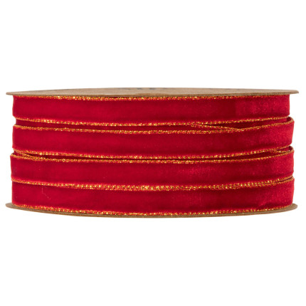 Nastro in velluto rosso con bordo in oro