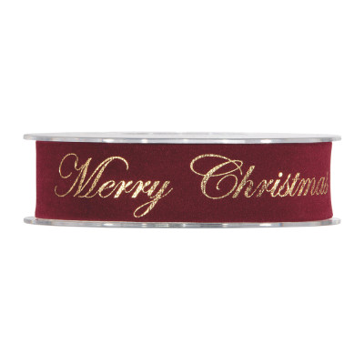 Nastro in velluto con scritta Merry Christmas in oro. Disponibile in più colori e altezze 2