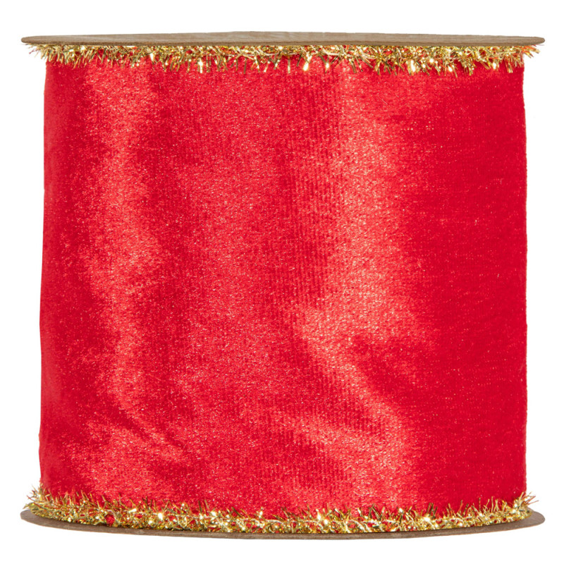 Nastro Velluto rosso con Bordo Oro altezza 100mm