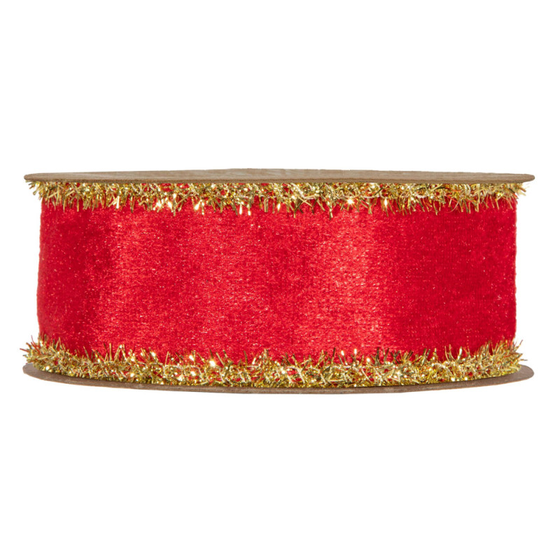 Nastro Velluto rosso con Bordo Oro altezza 40mm
