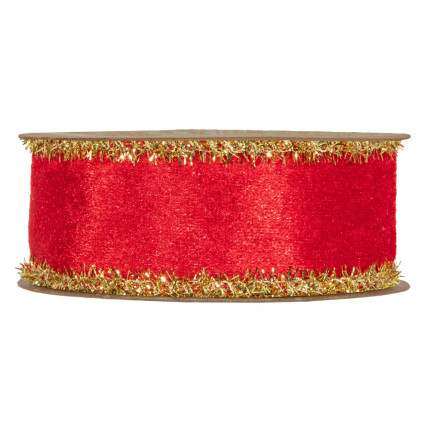 Nastro Velluto rosso con Bordo Oro altezza 40mm
