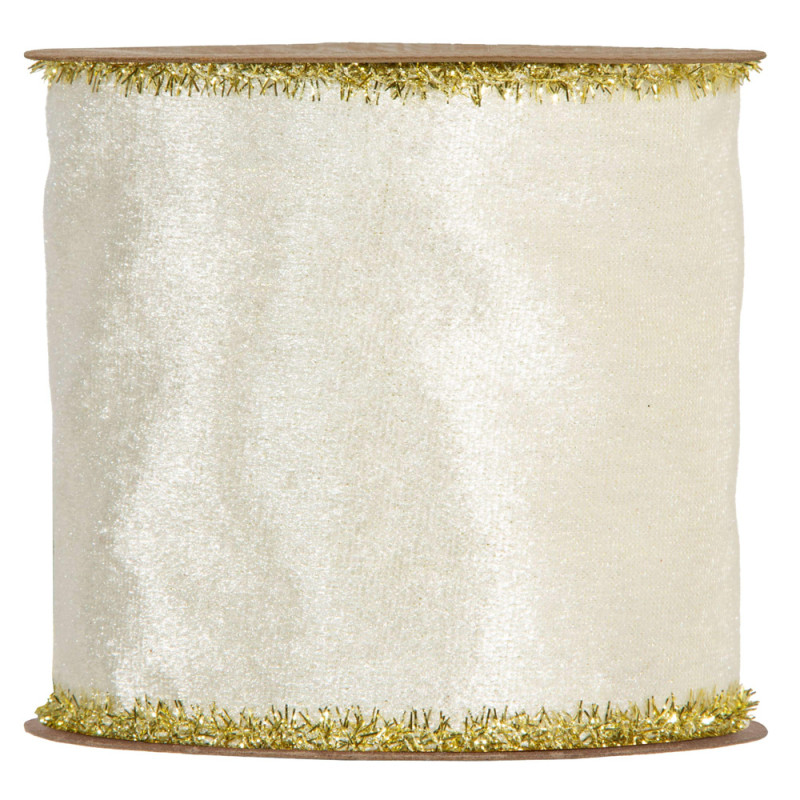 Nastro Velluto bianco con Bordo Oro altezza 100mm