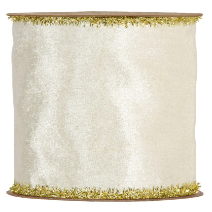 Nastro Velluto bianco con Bordo Oro altezza 100mm