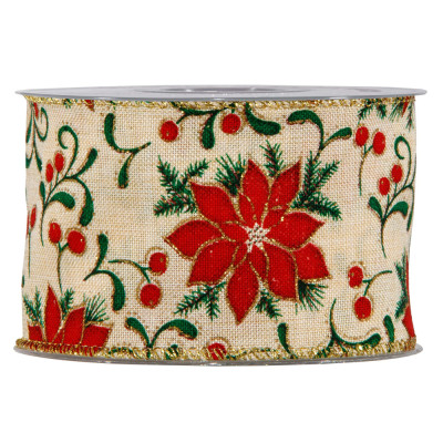 Nastro in tela con stella Natale Animato altezza 63mm