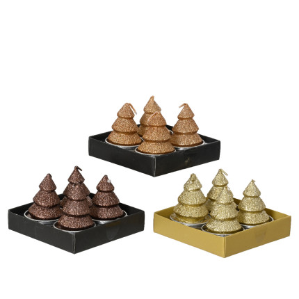 Candele Alberello con Glitter (4 Pezzi)