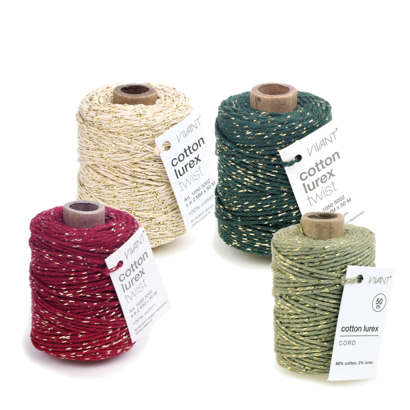 Cordino in Cotone e Lurex Oro, disponibile in più colori