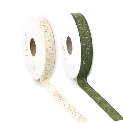 Nastro Tessuto con scritta Merry Xmas Oro