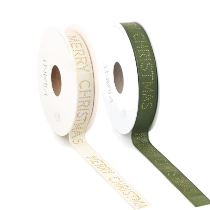 Nastro Tessuto con scritta Merry Xmas Oro