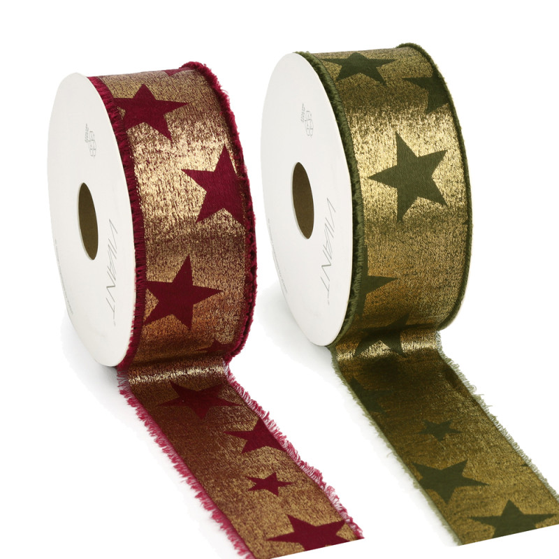 Nastro Tessuto Glam Star disponibile in verde e rosso