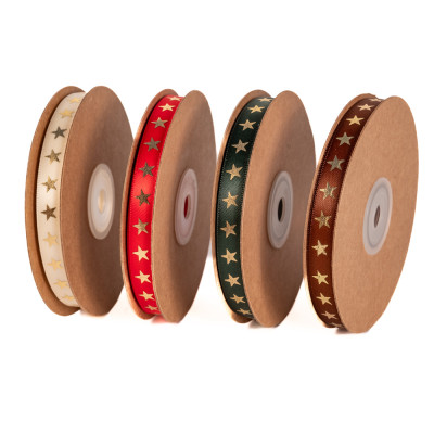 Nastro doppio raso con stelle oro