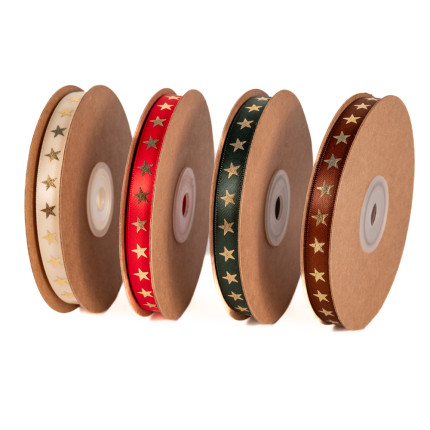 Nastro doppio raso con stelle oro