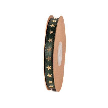 Nastro doppio raso verde con stelle oro