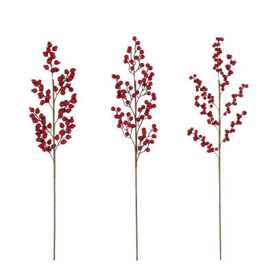 RAMO DECORATIVO CON BACCHE ROSSE 80CM
