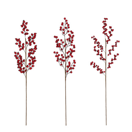 RAMO DECORATIVO CON BACCHE ROSSE 80CM