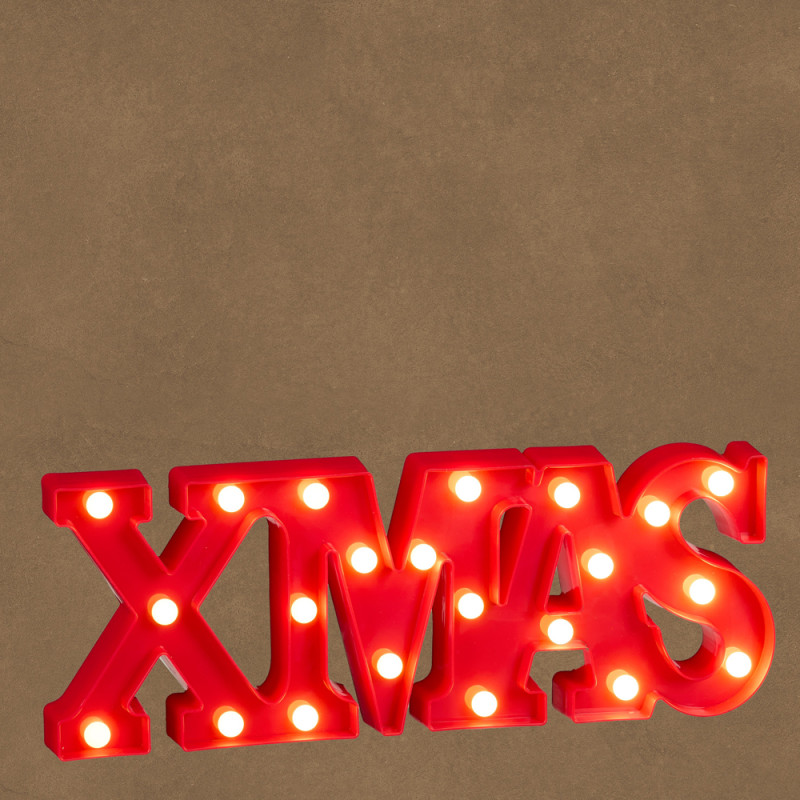 SCRITTA XMAS LUMINOSA 22 LED A BATTERIA 47CM