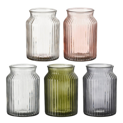 VASO CLAUDIA IN VETRO PLISSE'  COLORATO 17CM
