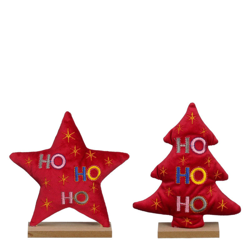 DECORO NATALIZO IMBOTTITO HOHOHO CON BASE 15,5CM