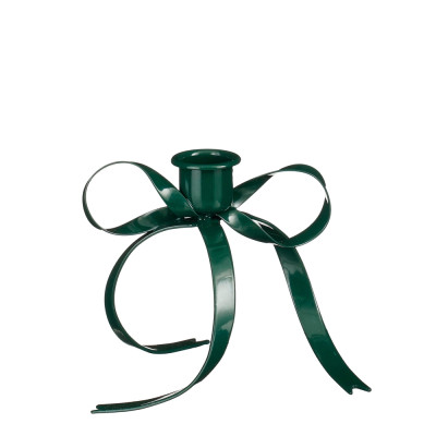 PORTA CANDELA FIOCCO VERDE IN METALLO 10CM