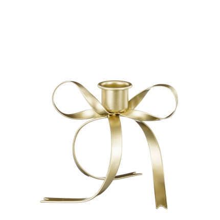 PORTA CANDELA FIOCCO ORO IN METALLO 10CM