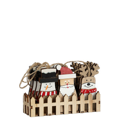DECORO NATALIZIO IN LEGNO PENDENTE 8CM