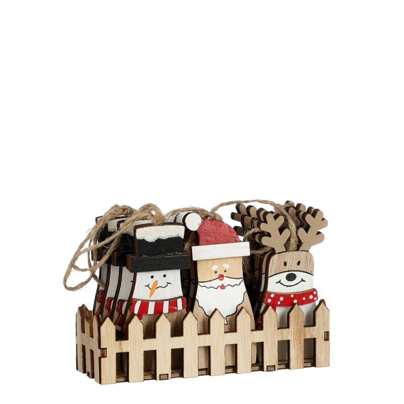 DECORO NATALIZIO IN LEGNO PENDENTE 8CM