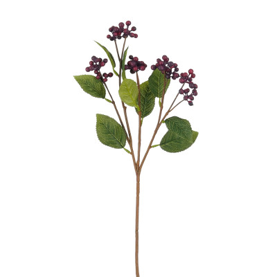 RAMO CON FOGLIE E BACCHE VIOLA 53CM