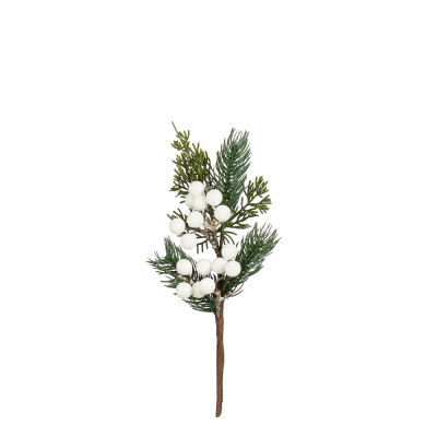 PICK DI PINO CON BACCHE BIANCHE 27CM