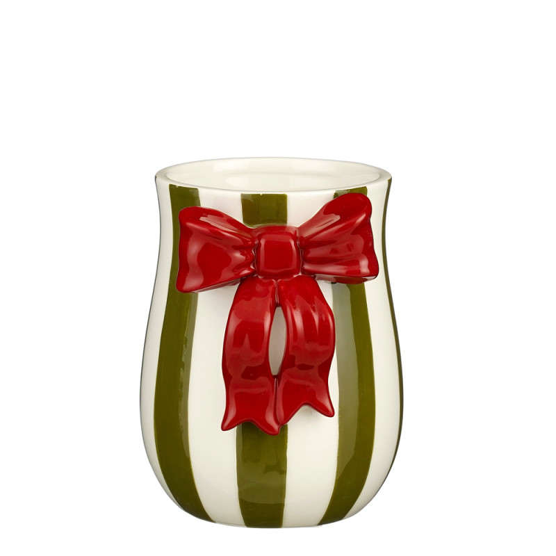 VASO IN CERAMICA KATO CON RIGHE VERDI 17CM