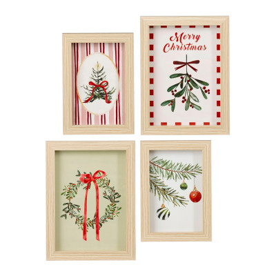 QUADRETTI CON DECORI NATALIZI  (4 PEZZI)