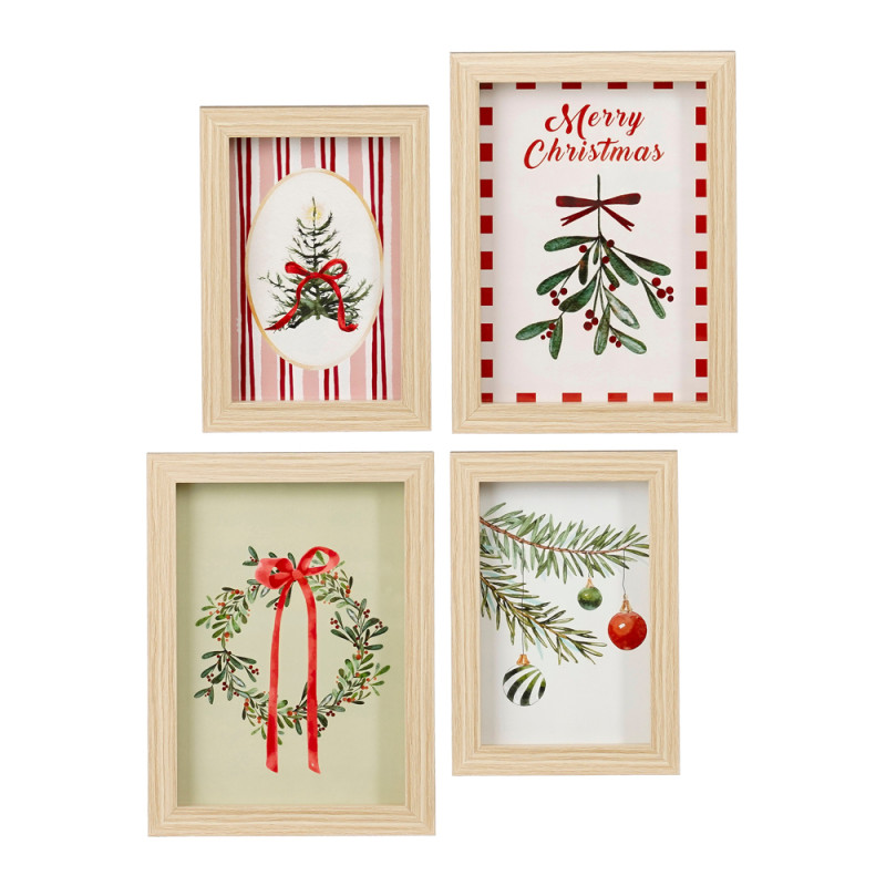 QUADRETTI CON DECORI NATALIZI  (4 PEZZI)
