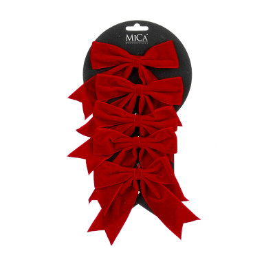 FIOCCO IN VELLUTO ROSSO 14CM (6 PEZZI)