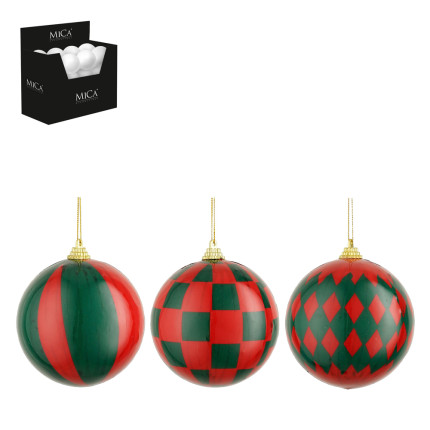 PALLA DI NATALE CON FANTASIA GEOMETRICA 10CM