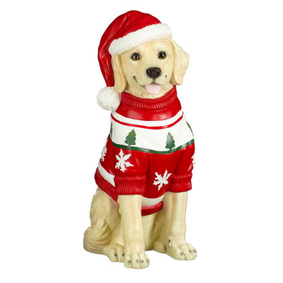 CANE DECORATIVO CON CAPPELLO E MAGLIONE 67CM